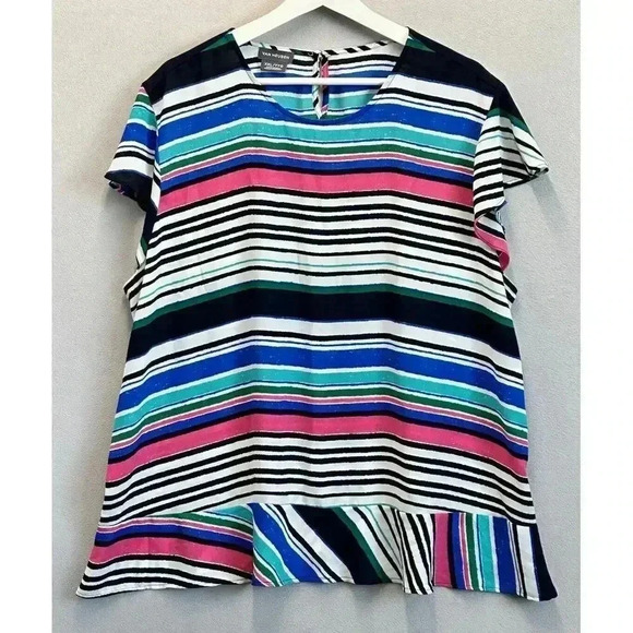 Van Heusen Women's 2XL Short Sleeve Colorful Blouse‎ Striped Lightweight Blouse - Picture 1 of 7